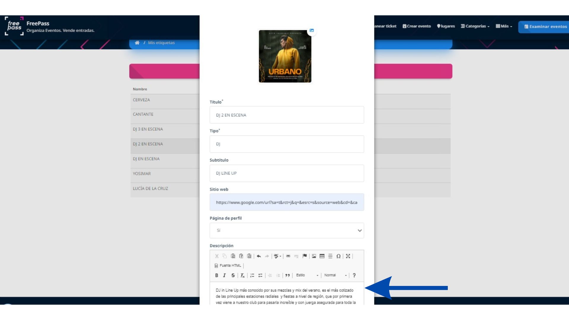 Create a tag with profile