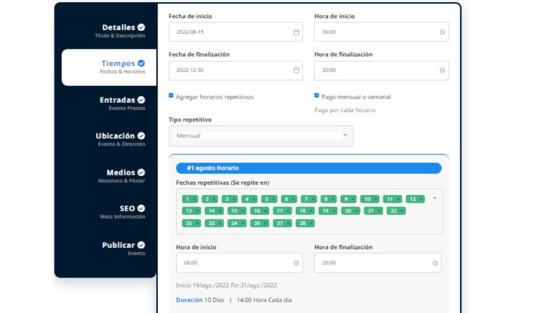 Monthly Repetitive Schedules Monthly Payment